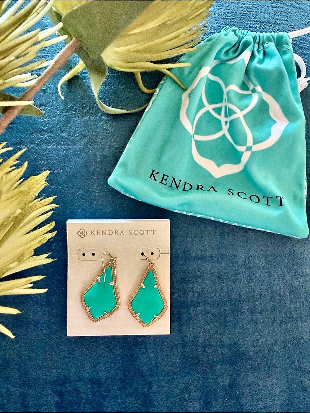 Kendra Scott Danielle Statement Earrings Teardrop Earrings in Green & Gold